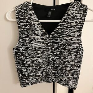 Aqua Black and White Crop Tank Top